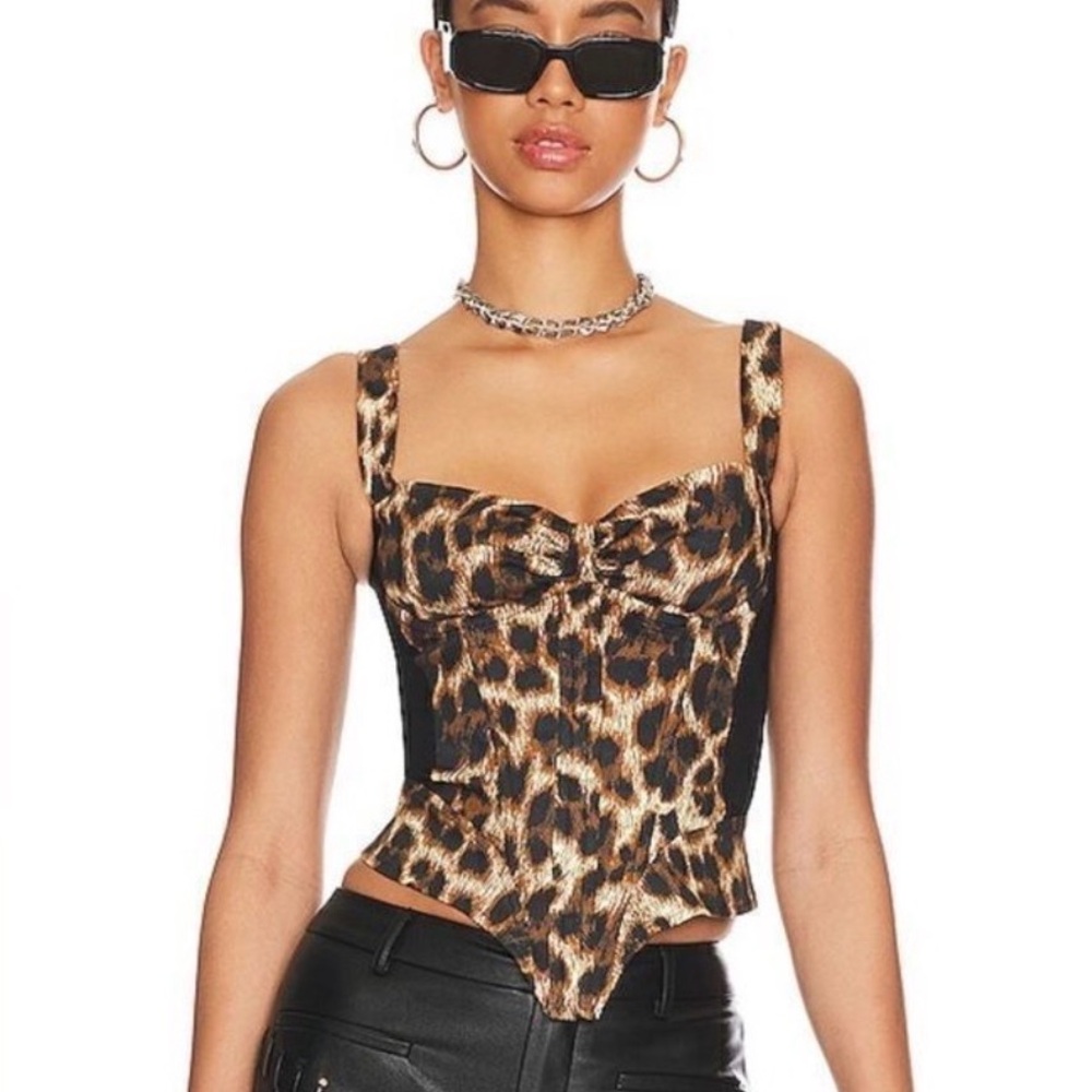 Miaou Leopard Corset Camisole in Brown and Black